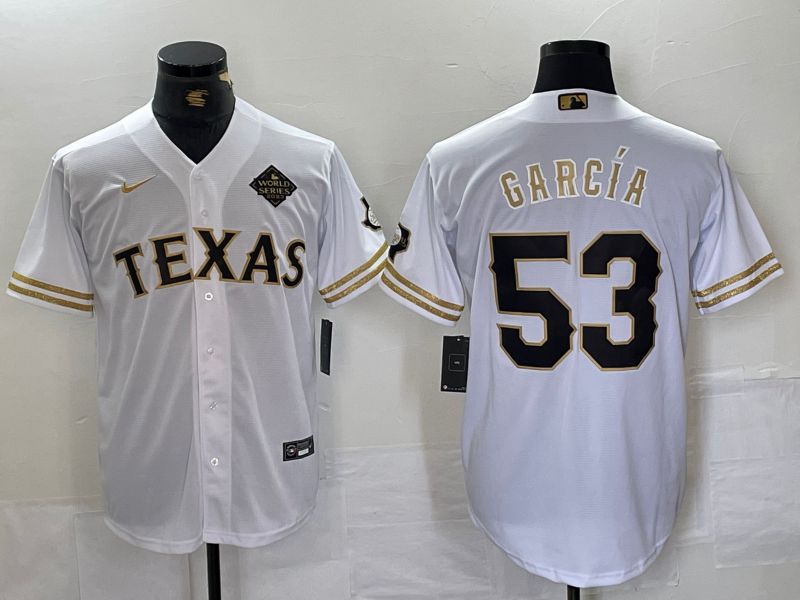 Men Texas Rangers #53 Garcia White gold three generations Nike 2024 MLB Jersey style 1->chicago bears->NFL Jersey